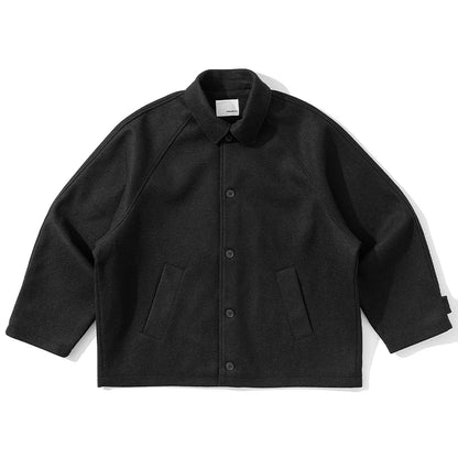 American Retro Loose Men's Woolen Jacket Thickened Casual Short Cotton Coat for Autumn Winter Versatile Warm Flannel Coat