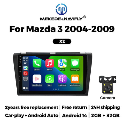 MEKEDE Android 14 IPS Screen Car Radio For Mazda 3 2004-2009 Wireless Carplay GPS Multimedia Player Audio Stereo DVD Head Unit
