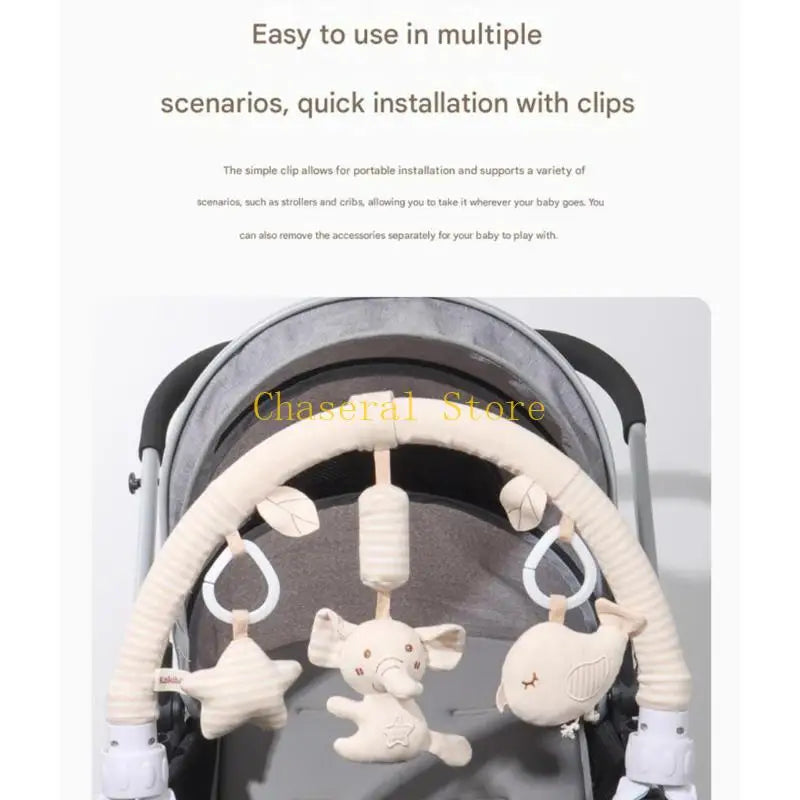 Soft Plush Baby Stroller Hanging Bell Toy Organic Cotton Infant Crib Mobile Machine Washable Sensory Development Activity