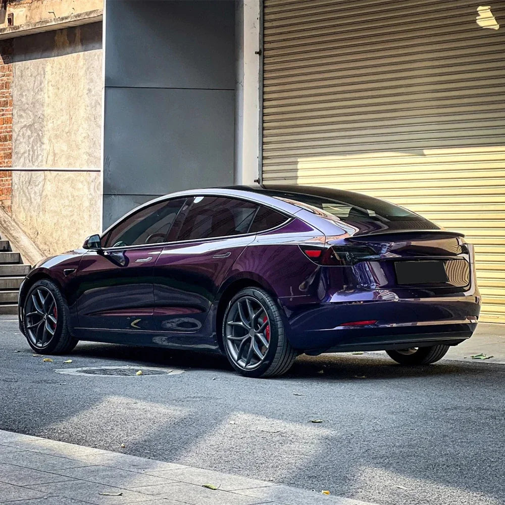 Metallic Midnight Purple Car Sticker Color Change Vinyl Film PET Bubble Free Wrapping Car Accessories Auto Self Adhesive Decals