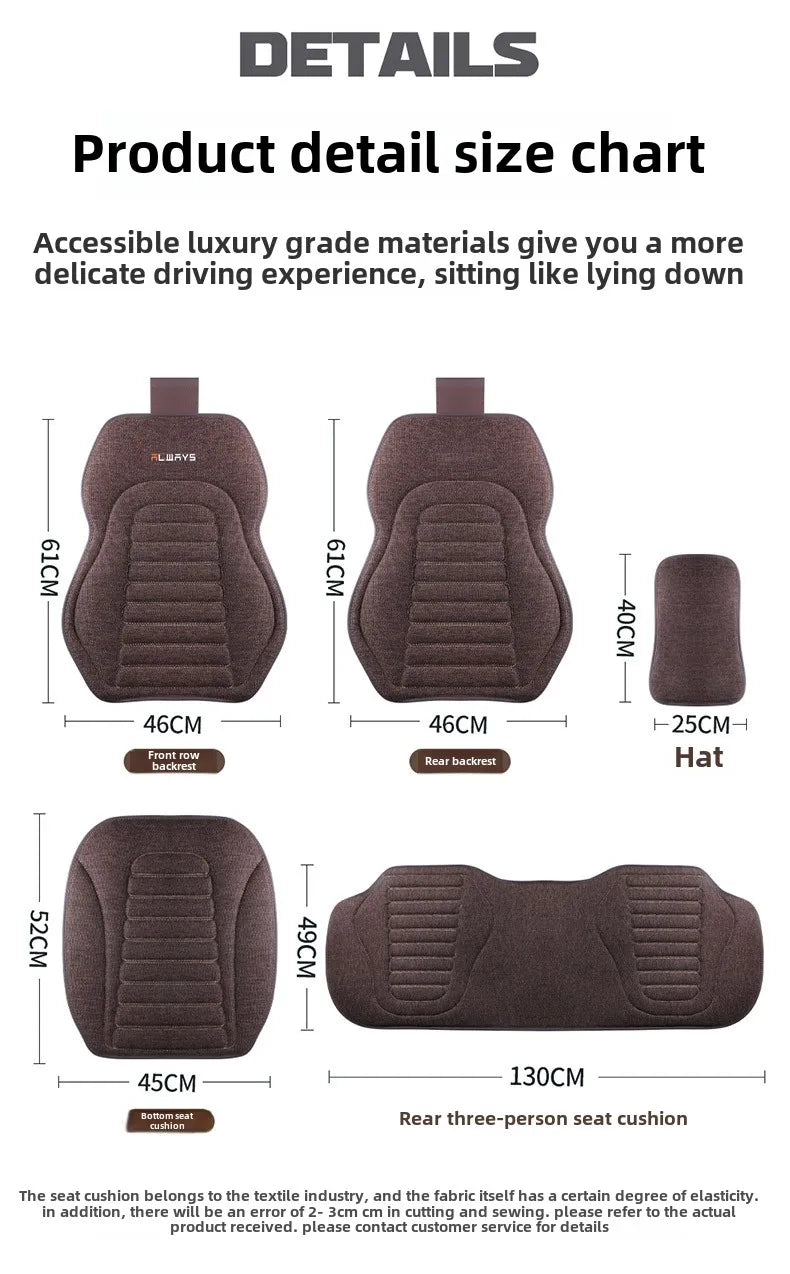 Universal Linen Car Seat Cover Four Season Auto Flax Comfortable Breathable Anti-Slip Covers Cushion SUV Car Seat Protection