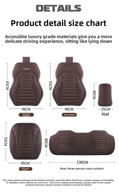 Universal Linen Car Seat Cover Four Season Auto Flax Comfortable Breathable Anti-Slip Covers Cushion SUV Car Seat Protection