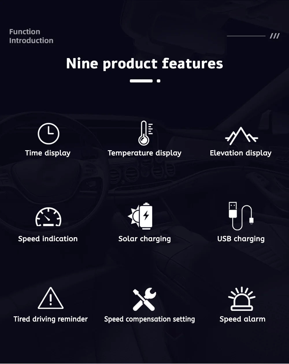 Digital Head‑Up Displayer OBD2+GPS Speed Warning Head Up Display Smart Gauge Car HUD Speedometer Turbo RPM Alarm for Car Truck