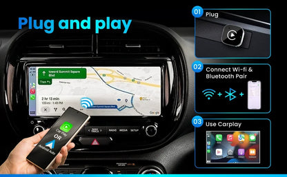 2026 Wireless CarPlay Adapter for iPhone - No Audio Lag, Auto-Connect - Convert Factory Wired to Wireless CarPlay - Bluetooth 5.