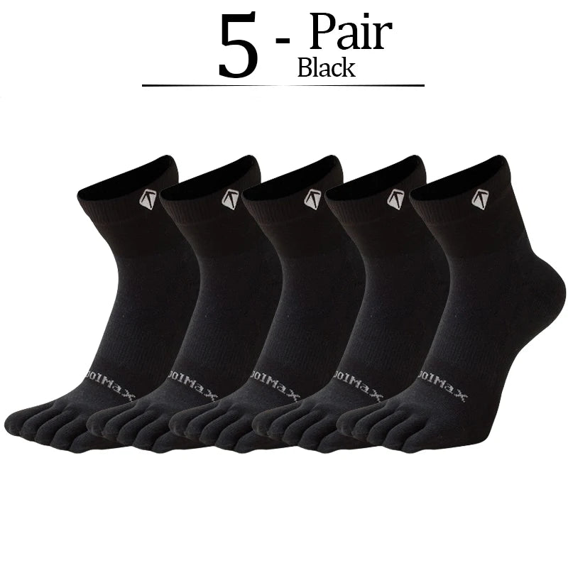 5 Pairs/lot High Elasticity Men's Socks Soft Breathable Cotton Women Fitness Sweat Wicking Split Toe Socks Outdoor Running Socks