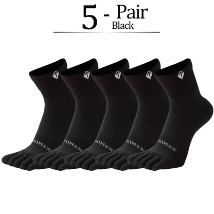 5 Pairs/lot High Elasticity Men's Socks Soft Breathable Cotton Women Fitness Sweat Wicking Split Toe Socks Outdoor Running Socks