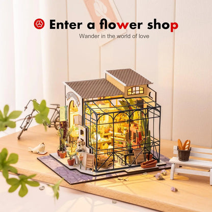 Robotime Mini House DIY Dollhouse Kit with Furnitures Accessories 1:24 Scale Craft Kit  Emily's Flower Shop