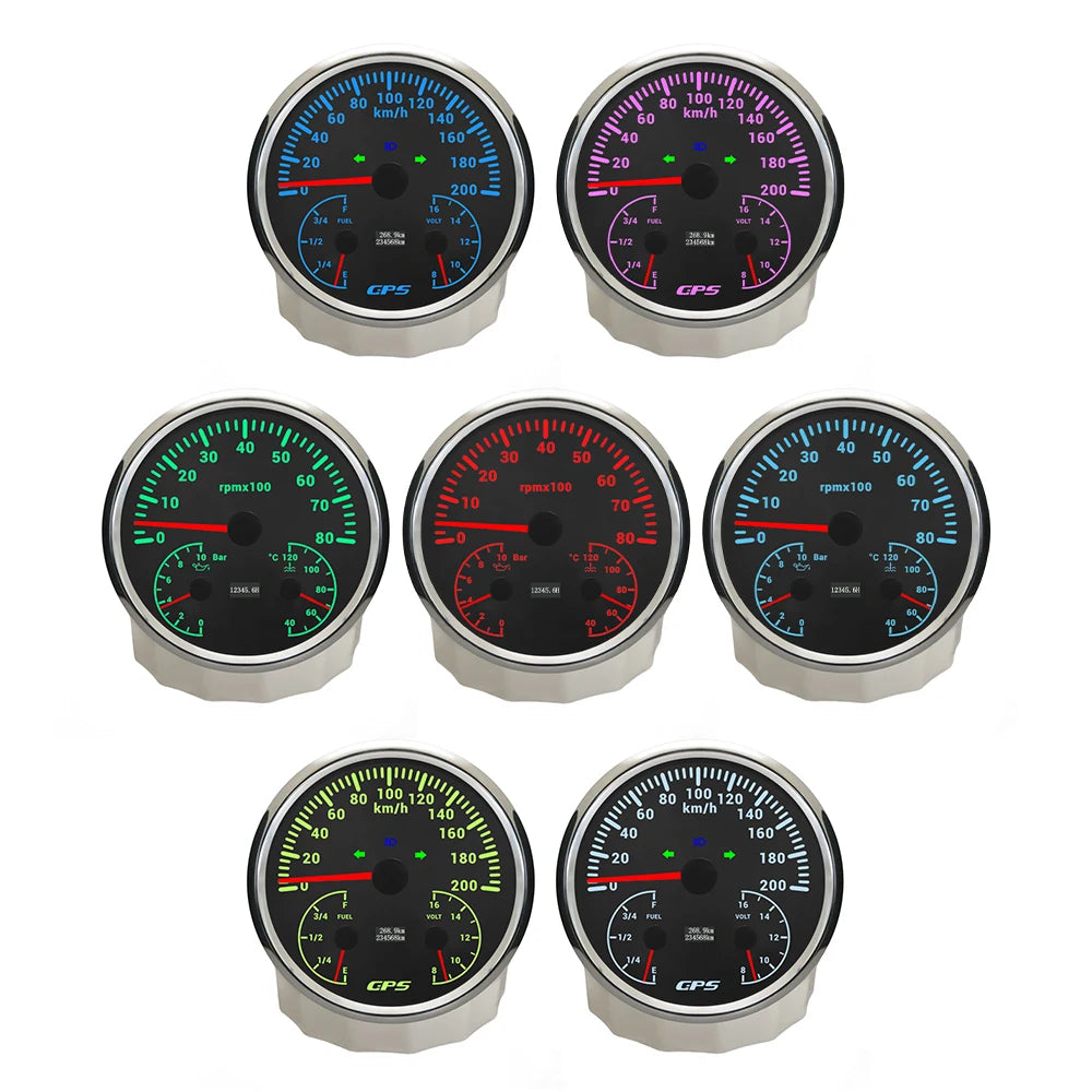 ELING 110mm Car 3in1 Multifunctional GPS Speedometer 120K 200K with Tachometer with Oil Pressure Water Temp Fuel Level Voltmeter