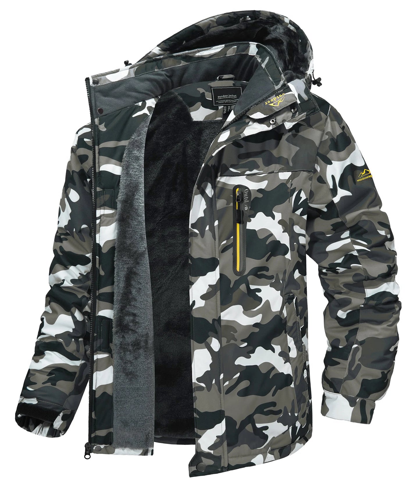 TACVASEN Winter Fleece Lining Parka Waterproof Mens Ski Snowboard Jackets Windproof Removable Hoodie Coats Casual Windbreaker