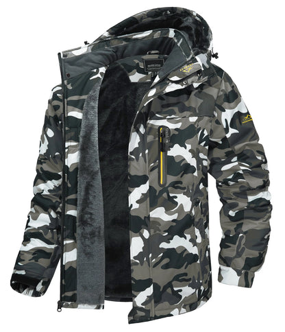 TACVASEN Winter Fleece Lining Parka Waterproof Mens Ski Snowboard Jackets Windproof Removable Hoodie Coats Casual Windbreaker