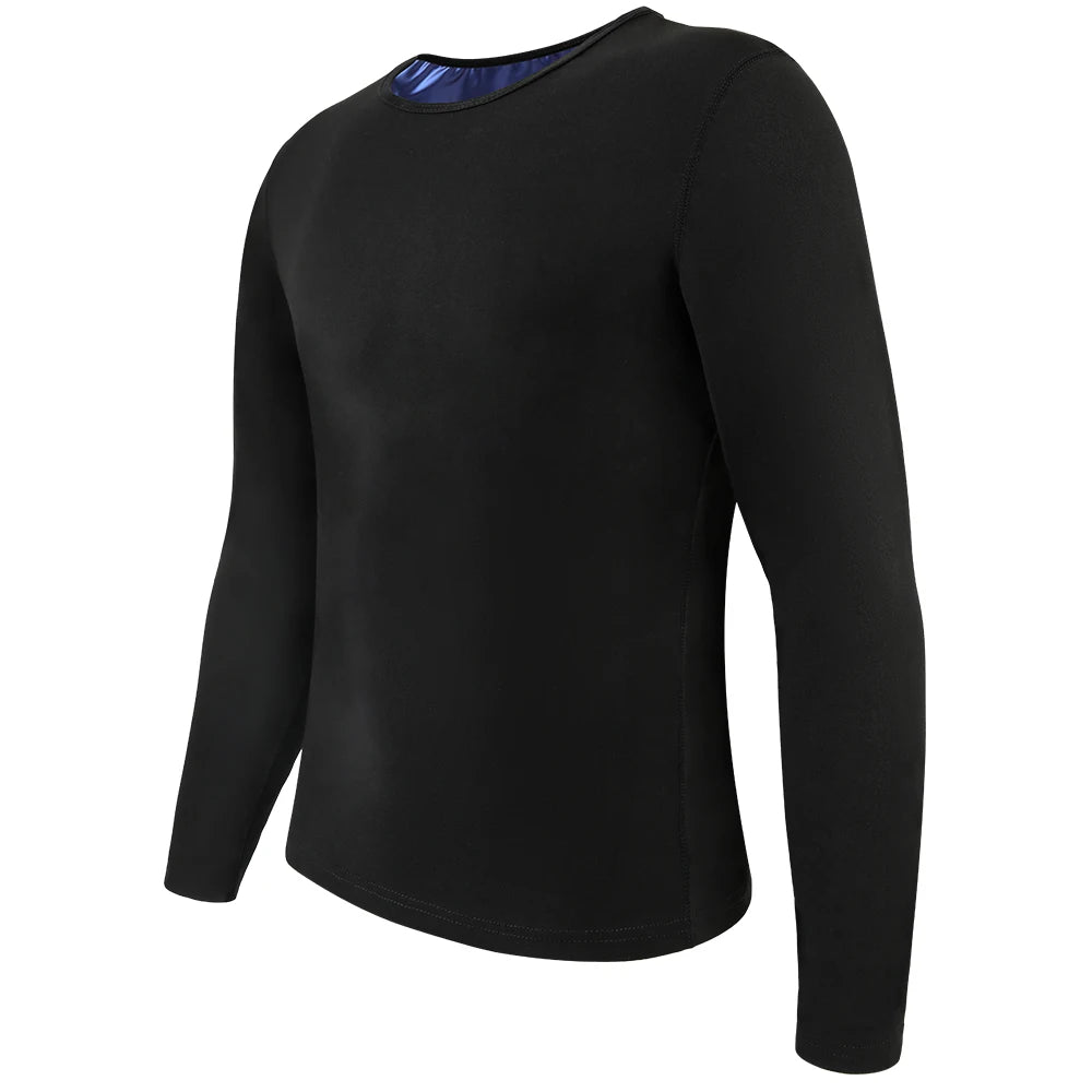Men Sweat Suit Neoprene Sauna Shirt Fitness Waist Trainer Sweat Gym Long-sleeved Top Workout Slimming Body Shaping Round Neck
