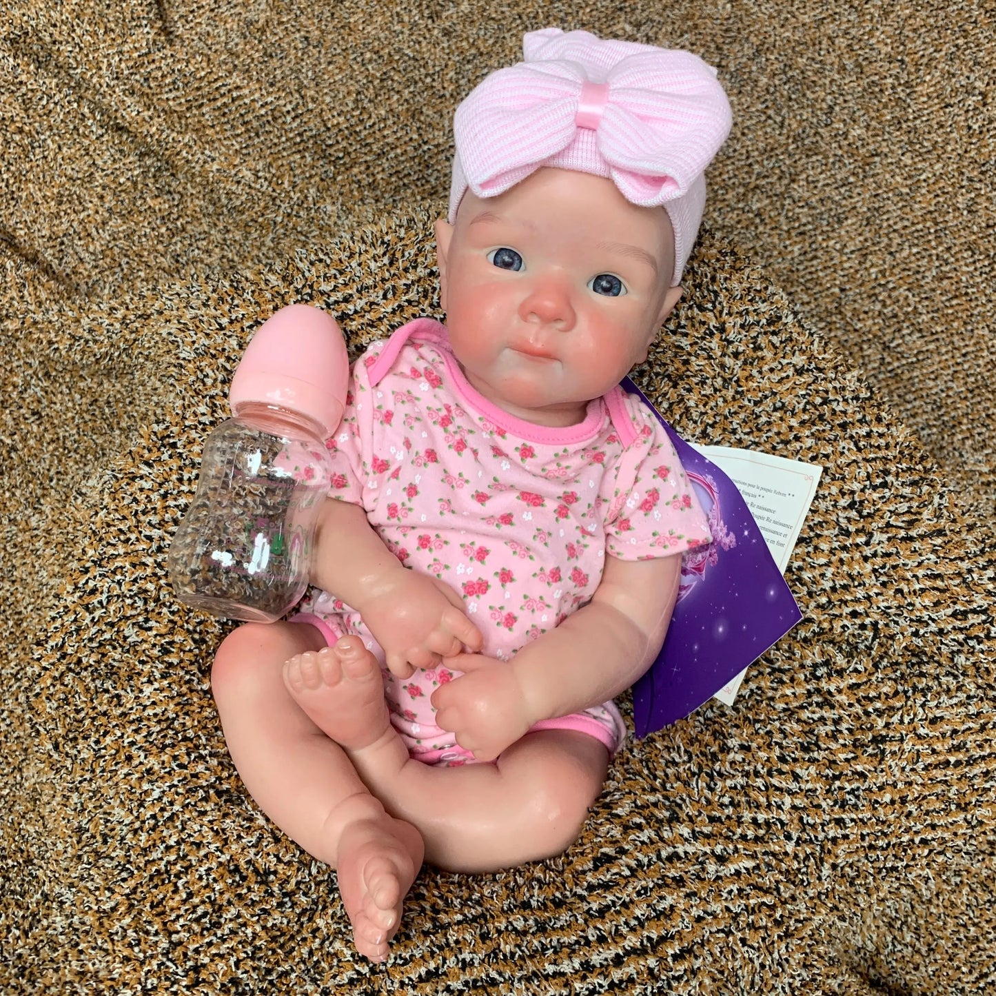 18 Inch Can Open Mouth Silicone Reborn Baby Girl Soft Touch Simulated Doll with 3D Painting Visible Veins Birthday/Holiday Gift