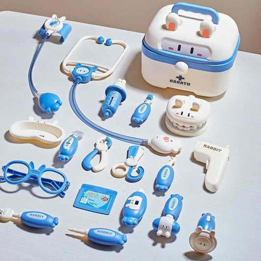 Kids Doctor Play Set Medical Kit Toys Educational Role Play Gift with Stethoscope Syringe Dentist Tools for Boys & Girls