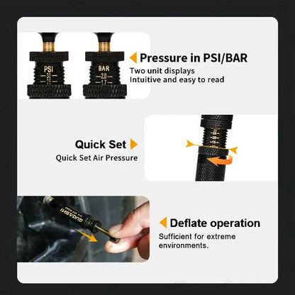 (10-30 PSI) 4 PCS Adjustable Auto-Stop Tire Deflator Valve Kit 4x4 Screw-on Tyre Air Down Tool for Vehicles Motorcycle Offroad