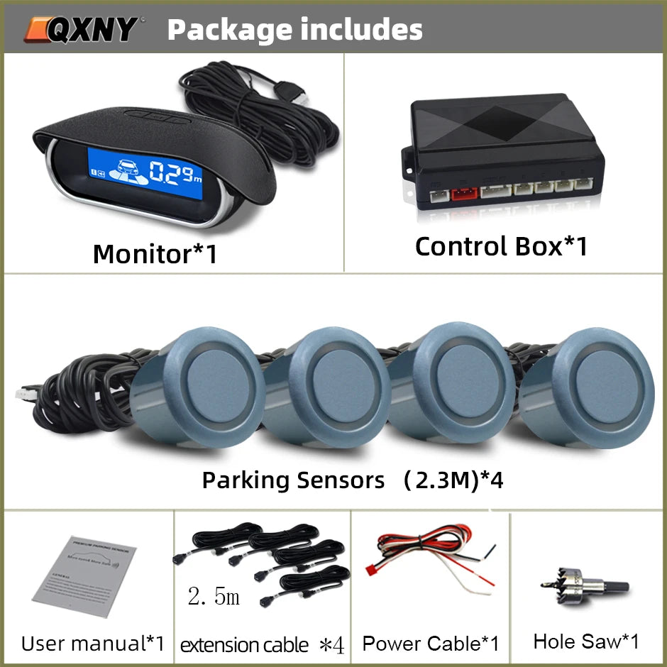 Car Front Parking Sensor Kit Auto Parktronic Assistant System LCD Monitor Buzzer Voice Volume Can be Adjusted  Vehicle Universal