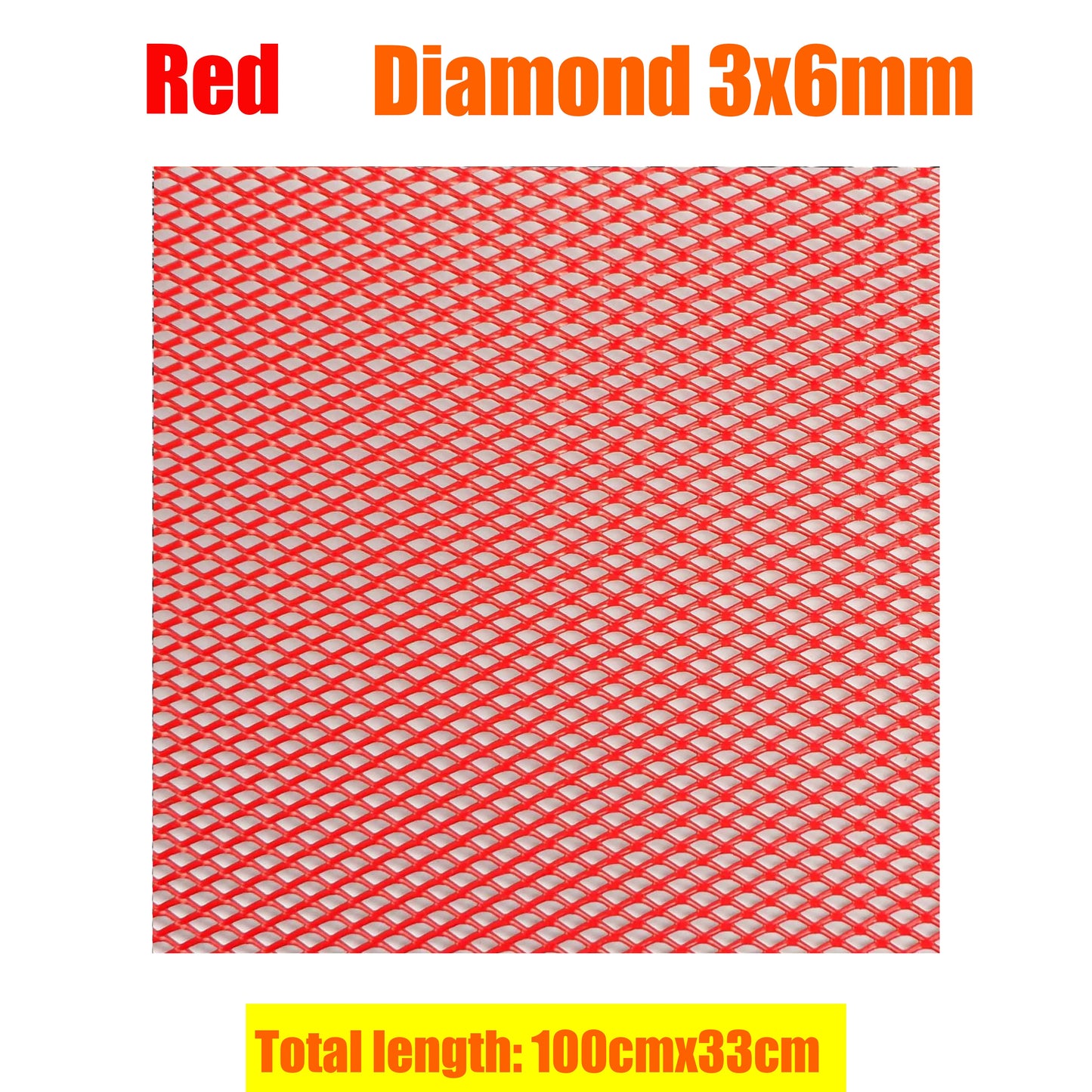 100x33cm Aluminium Racing Car Bumper Grille Grill Mesh Net Vent Red Tuning Universal Protector Caravan Camper Home Garden