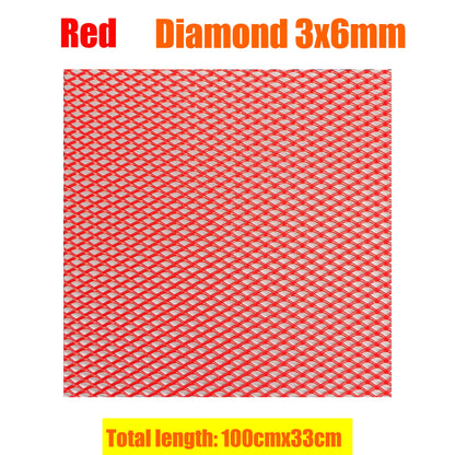 100x33cm Aluminium Racing Car Bumper Grille Grill Mesh Net Vent Red Tuning Universal Protector Caravan Camper Home Garden