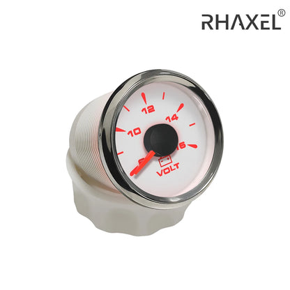 RHAXEL 2" 12V DC Voltmeter Volt Gauge 8-16V 16-32V 18-32V 9-32V with 8 Backlights for Car Boat Motor RV Truck