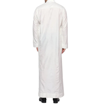 Qatar Stand Collar Polyester Men's Robe Pocket Design Loose Arab Middle East Dubai Travel Clothing