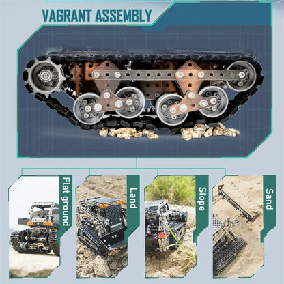Metal building block tank assembly alloy excavator robot with power system remote control toy