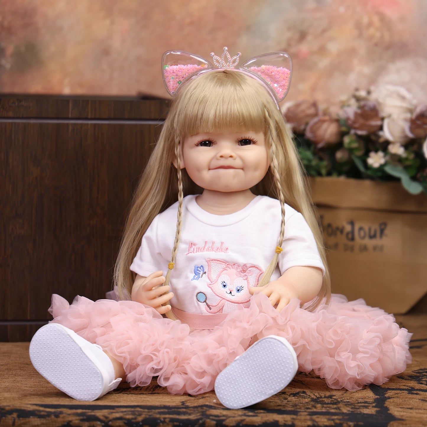 KEIUMI 55CM Reborn Baby Doll Silicone Vinyl Soft Touch Body Lifelike Handmade 3D Painted Skin Waterproof Bath Dolls Cuddly Toy