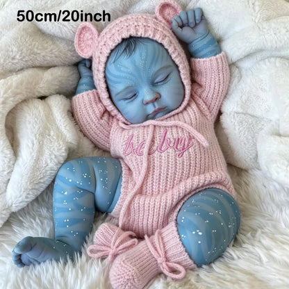 BZDOLL Cloth Body 50CM Blue Skin Avatar Reborn Baby Doll, 20 Inch Lifelike Handmade Toy, Fashion Birthday Gift
