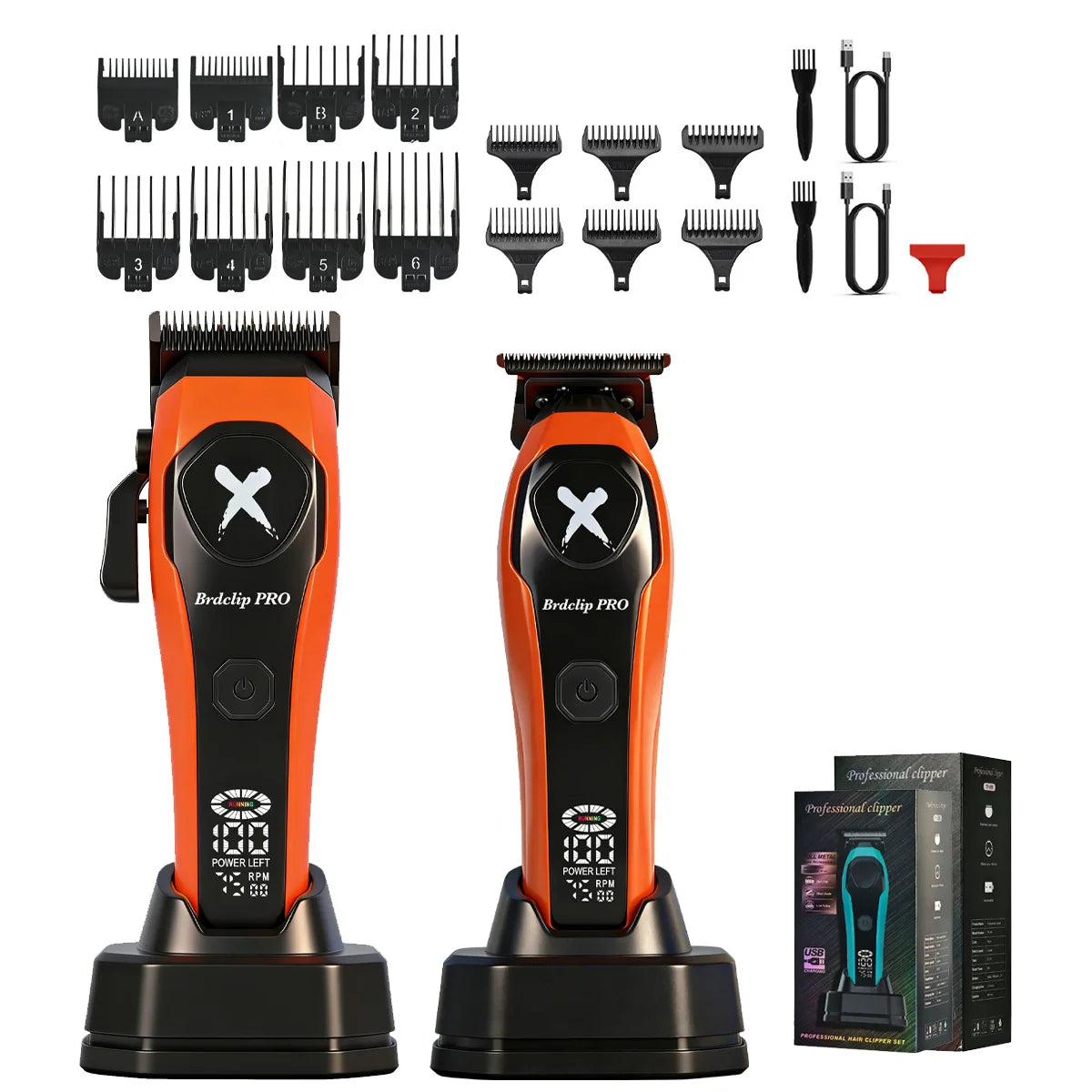 BRDCLIP Professional 7500RPM Barber Hair Clipper Set DLC Blade Base Charger 2-Speed Hair Trimmer Salon Use for Men Shaver