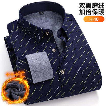 Winter Warm Men's Plaid Shirts Thickened Flannel Casual Menswear Long Sleeve Plus Size Office Workwear Casual Male Check Shirts