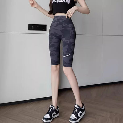 Premium Women's Camo 5-Point Shark Pants High Waist Tummy Control Butt Lifting Daily Casual Yoga Cycling Leggings