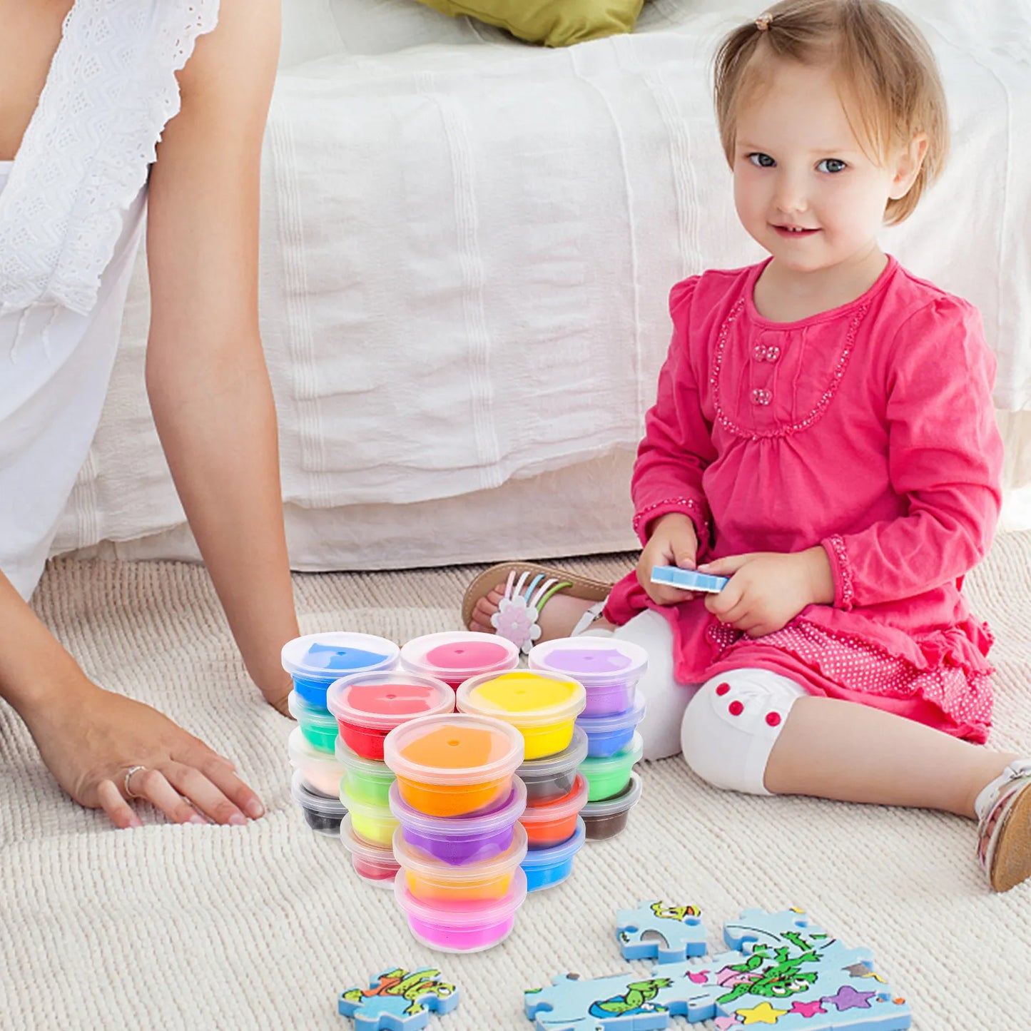 1Set 24 Color Light Soft Modeling Clay Kit Kids Educational DIY Craft Clay Air Dry Non-Toxic Creative Art Supplies with