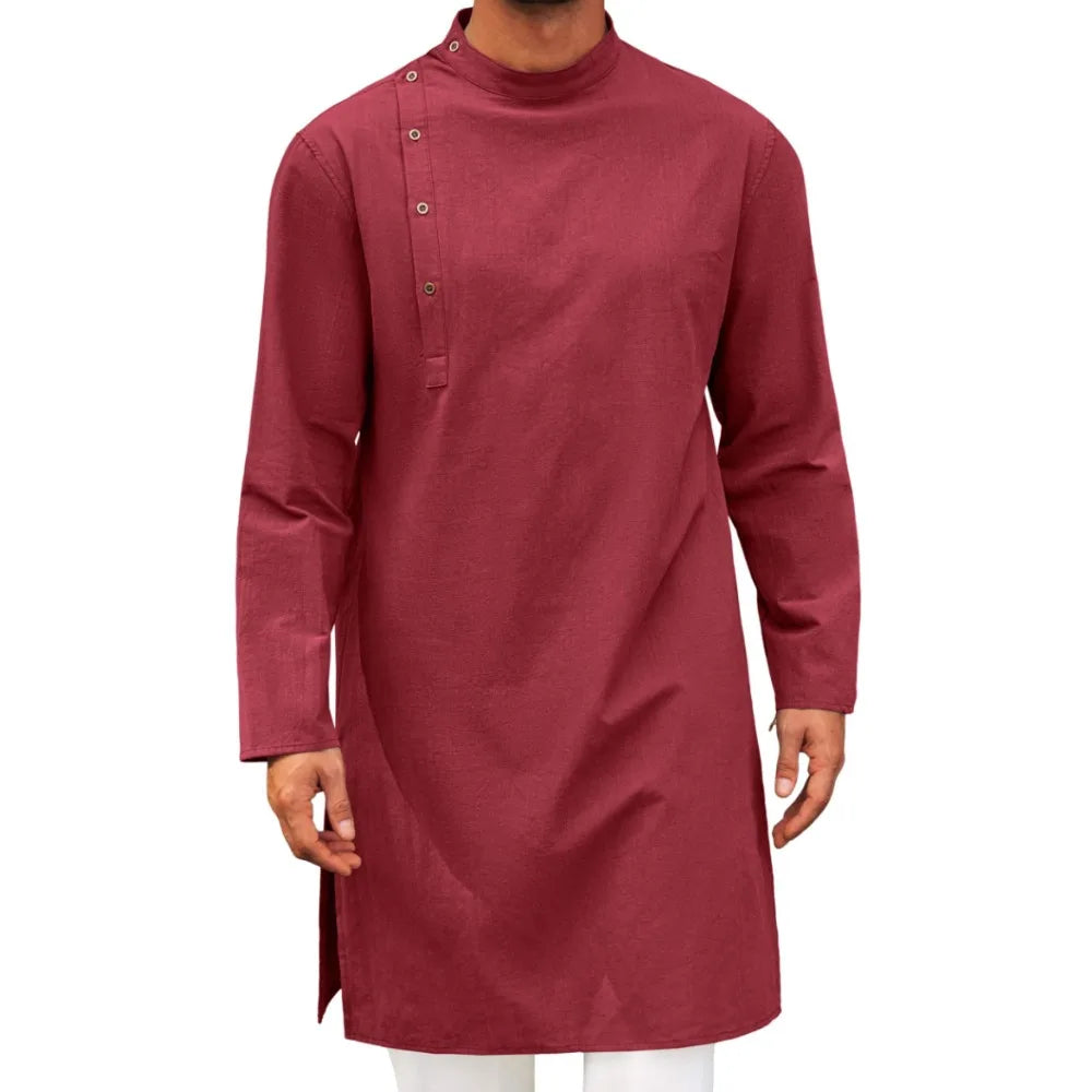 Mens Arab Long Shirt Traditional Muslim Thobe Kaftan Casual Wear Muslim Fashion