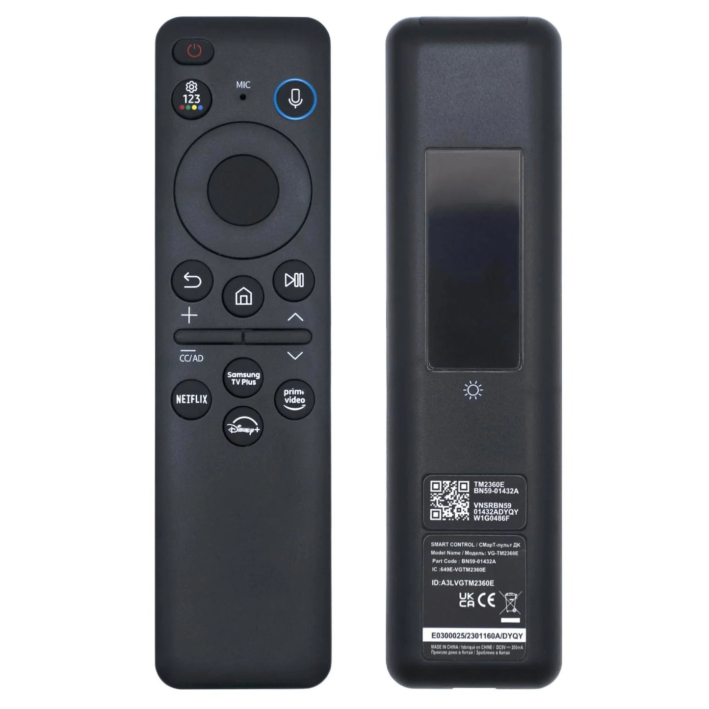 BN59-01432A TM2360E Rechargeable Voice Remote for Samsung Smart TVs, Replacement for All 2021–2025 Samsung TV Remote with Sloar