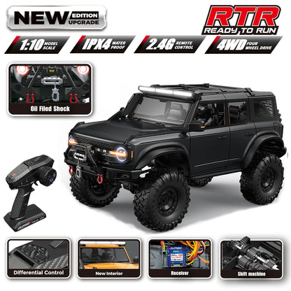 1/10 RC Car 4WD RTR HB R1001 Horse Full Scale with LED 2.4G Electric Remote Control Rock Buggy Off-road Vehicle Toys Boys Gifts