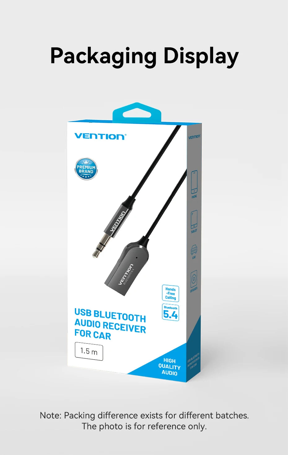 Vention Aux Bluetooth Receiver USB Bluetooth 5.4 Adapter For Car 3.5mm Jack Speaker Auto Handfree Car Audio Music Transmitter