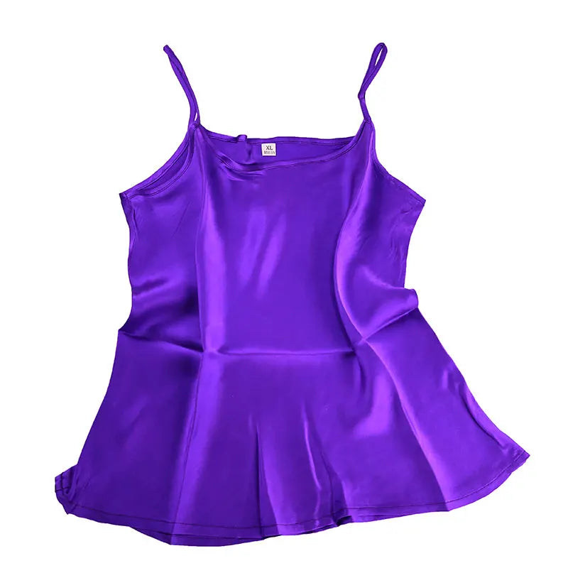 100% mulberry silk, silk, satin, breathable candy color, short backing, small suspender vest for women.