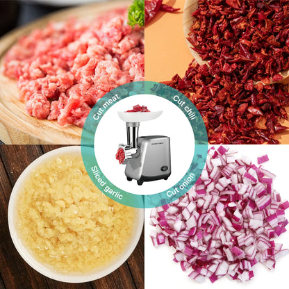 SLIVERS CRIEST Electric Meat Grinder Machine 800W Meat Chopper One Button Operation Food Grade Aluminum Alloy with Sausage