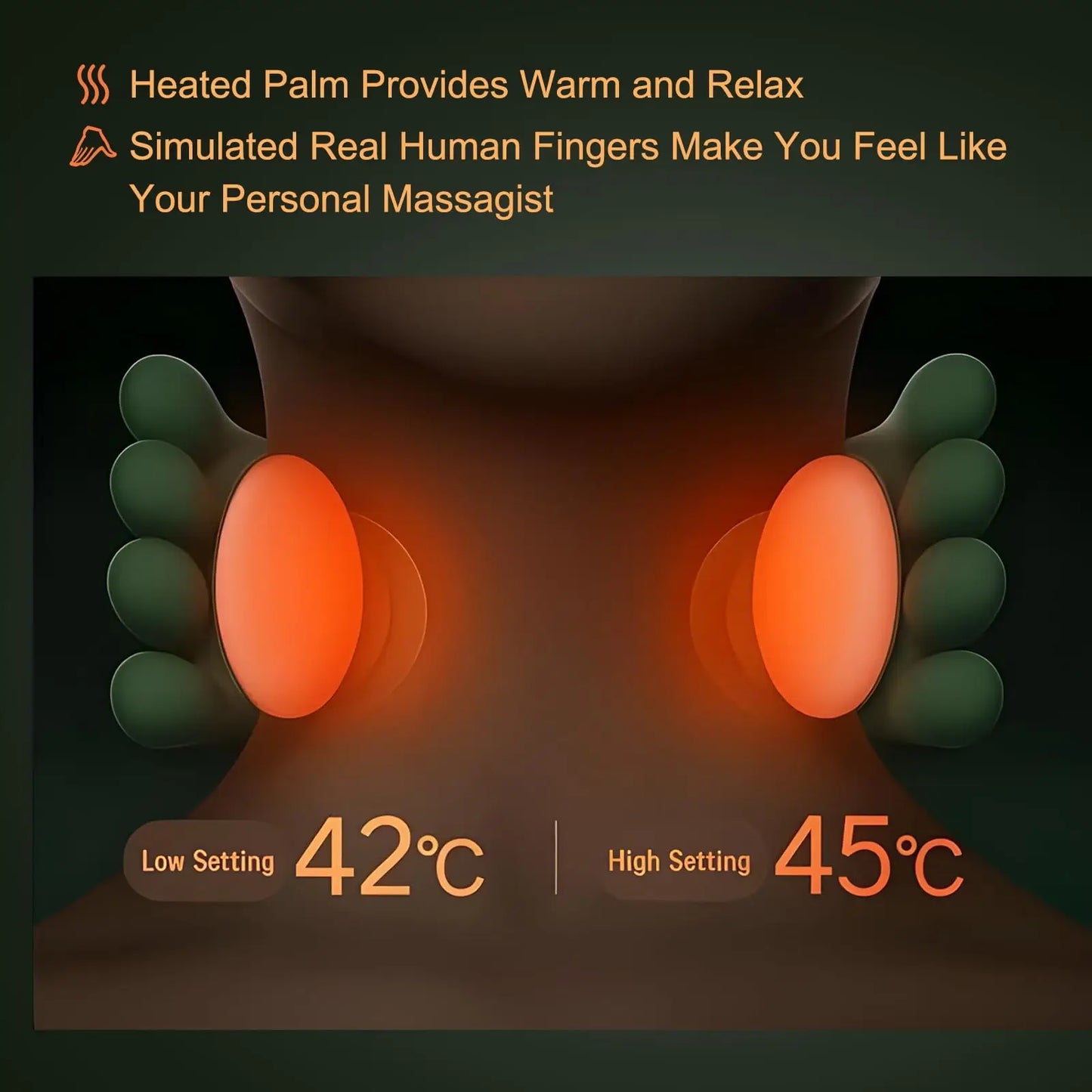 Finger Pressure Neck Massager Heated Back and Shoulder Massager Electric Kneading Neck Deep Massage Muscle Relax