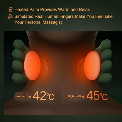 Finger Pressure Neck Massager Heated Back and Shoulder Massager Electric Kneading Neck Deep Massage Muscle Relax