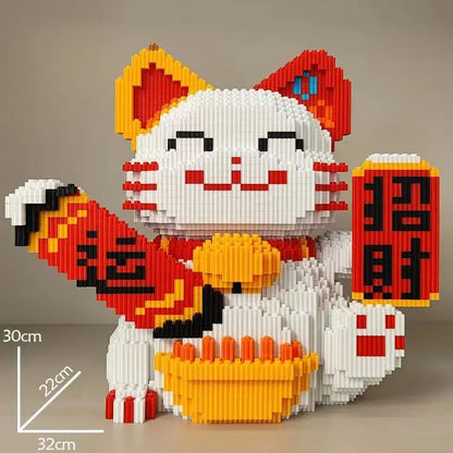 2024 New Lucky Cat Building Block Toy DIY Handmade Gift Lucky Cat Savings Can Puzzle Building Block Boy Birthday Blessing Gift