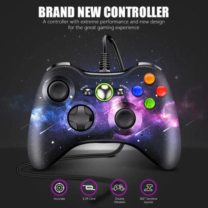 Wired Game Controller for Xbox 360 with Dual-Vibration,Compatible with Xbox 360/360 Slim&PC Windows 7,8,10,11