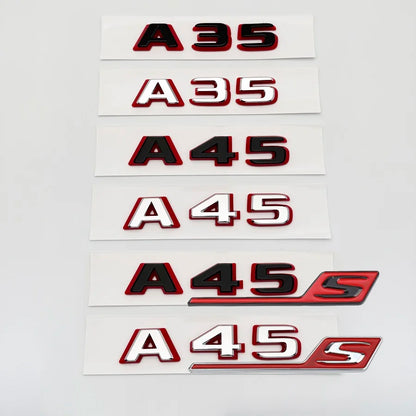 2024 New style Two tone Letters A35 A45 A45S Turbo 4matic Emblem for W177 W176 Car Fender Trunk Rear Logo Sticker