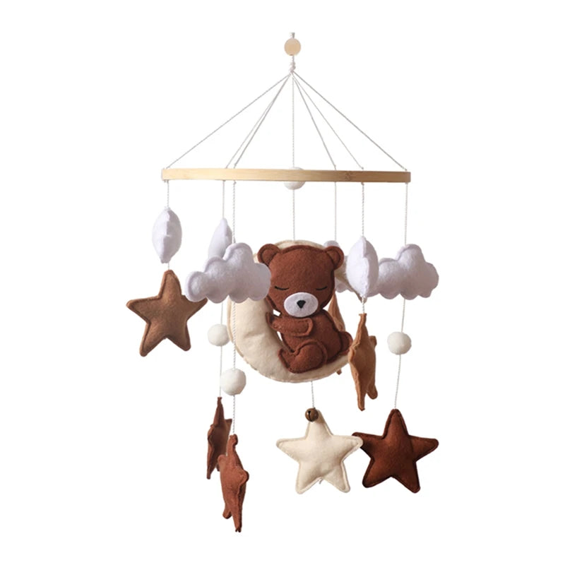 Baby Crib Mobile Rattle Toy 0-12Months Infant Soft Felt mobile Teddy Bear Bed Bell Hanging Toy Holder Bracket Crib Toy Gift