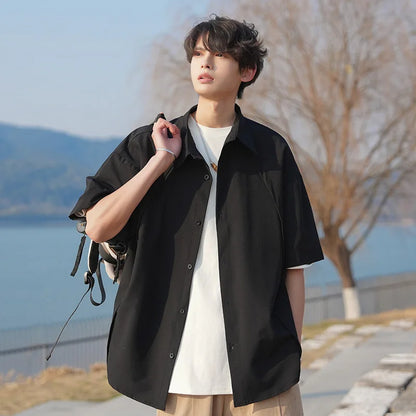 Men's Oversized Button Down Shirt Short Sleeve Loose Casual Top 2026