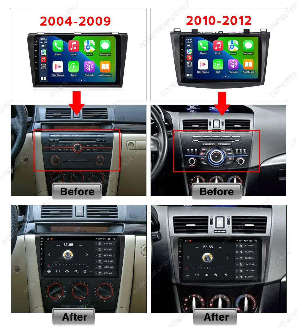MEKEDE Android 14 IPS Screen Car Radio For Mazda 3 2004-2009 Wireless Carplay GPS Multimedia Player Audio Stereo DVD Head Unit