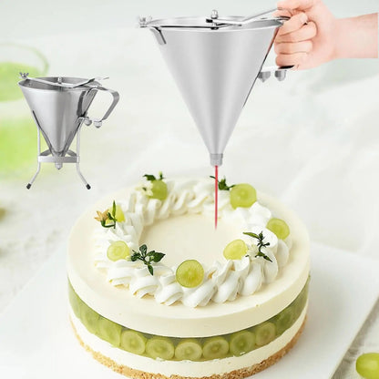 Stainless Steel Funnel Balls Tools with Handle Octopus Making Funnel Dispenser for Desserts Making Cake Decorating Crepes Baking