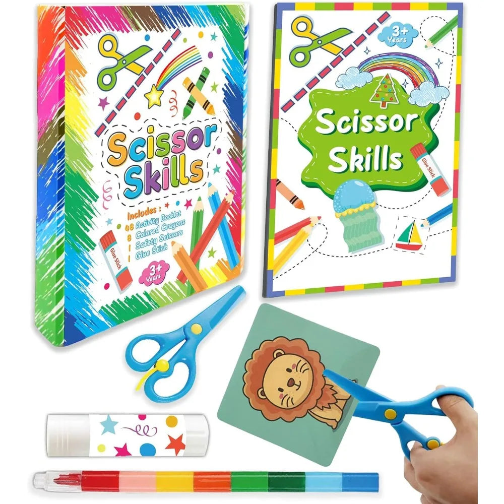 Scissor Skills Activity Book Fun Cutting & Creative Activities for Toddlers Child-Safe Scissors DIY Craft Kit Gift for Kids