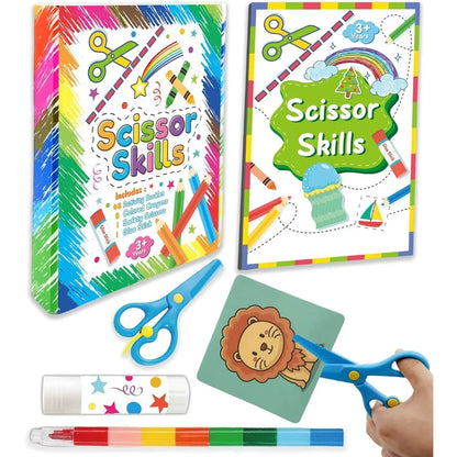 Scissor Skills Activity Book Fun Cutting & Creative Activities for Toddlers Child-Safe Scissors DIY Craft Kit Gift for Kids