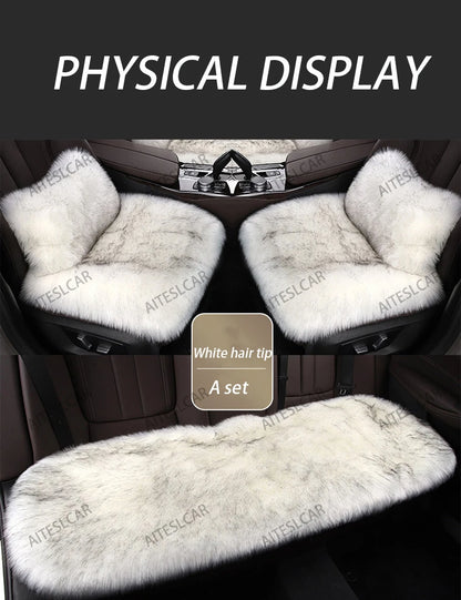 For Tesla Plush Rabbit Fur Car Seat Cushion Winter Warmth Thickened Wool One Piece Square Cushion for Main Driver or Co-pilot