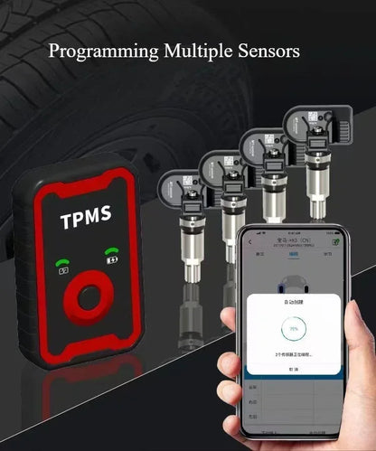Programmable TPMS Sensors 2 in 1 433MHz+315MHz Program By Cell Phone APP Universal Tire Pressure Monitoring Sensor Metal Valve