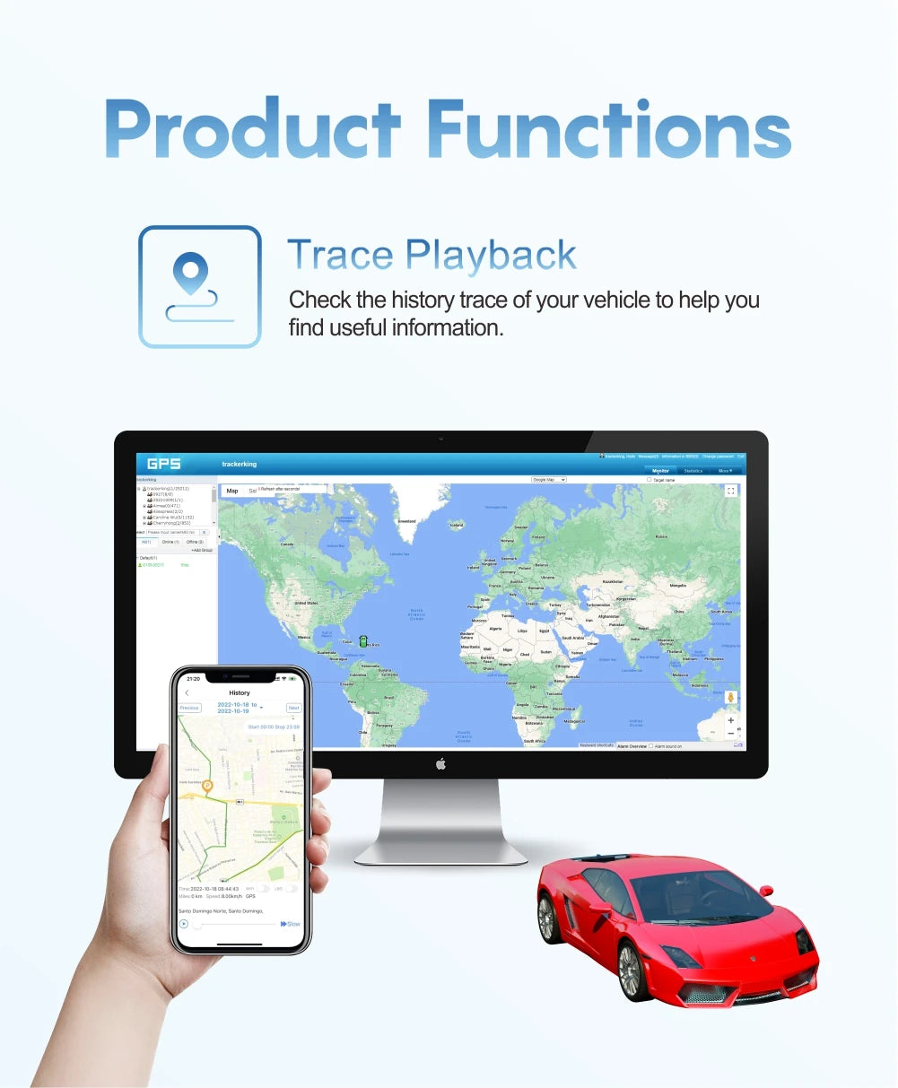 TrackerKing 3pieces J16 4G+2G Vehicle GPS Tracker  ACC Relay GSM Global Real Time Tracking GT06